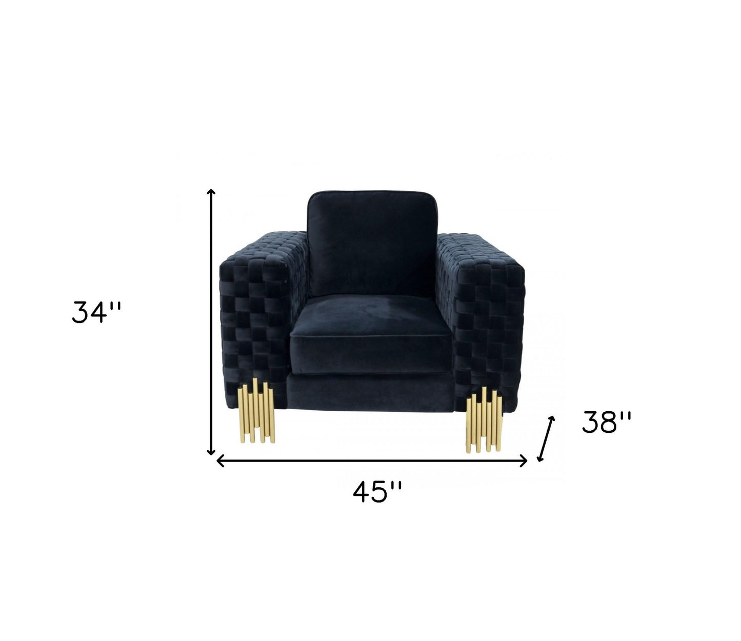 Black & Gold Velvet Arm Chair