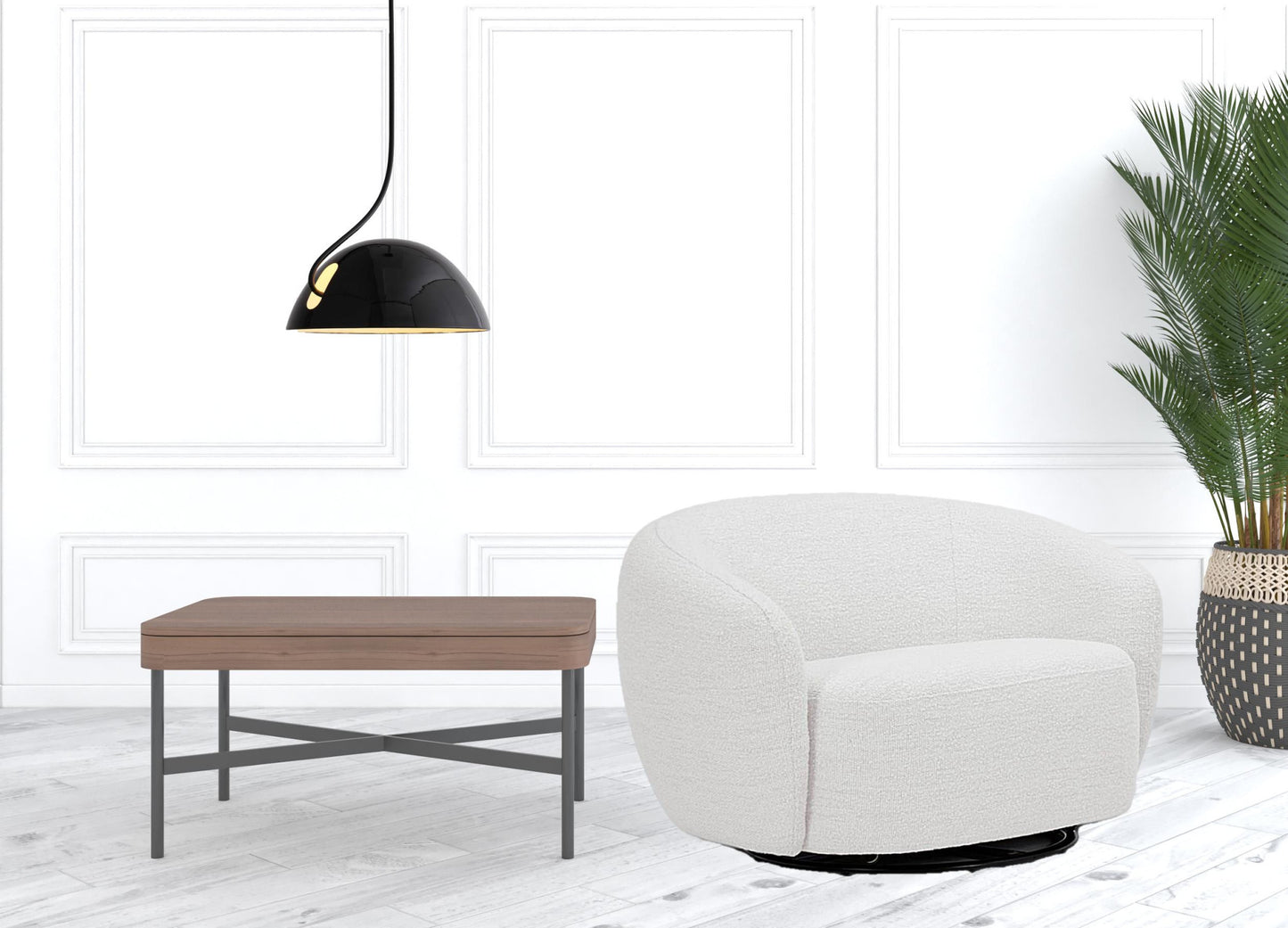 Off White Swivel Barrel Chair