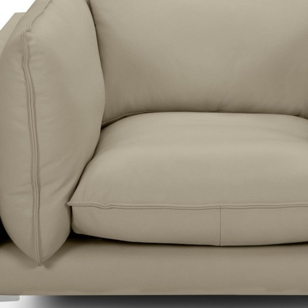 Taupe Top Grain Leather Sunken Chair