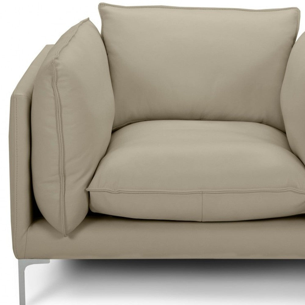 Taupe Top Grain Leather Sunken Chair