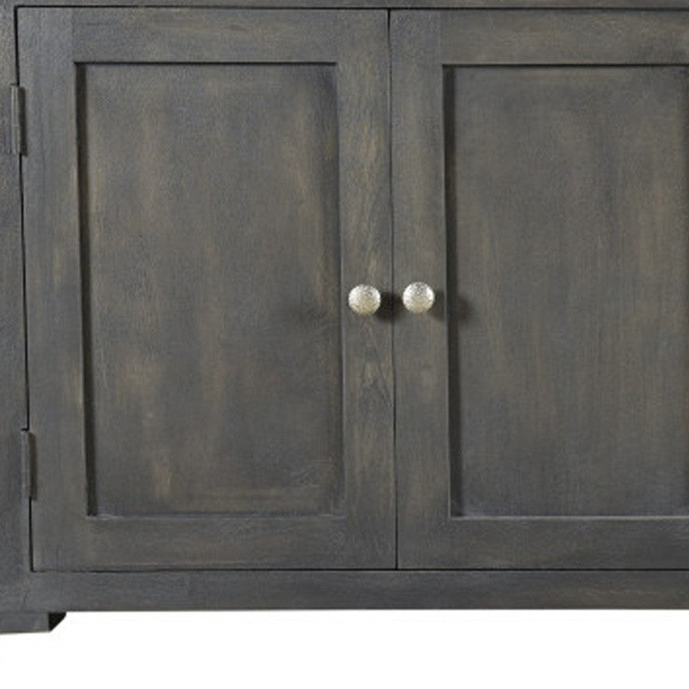 Dark Gray Solid Wood 4 Drawer Sideboard w/ 4 Doors