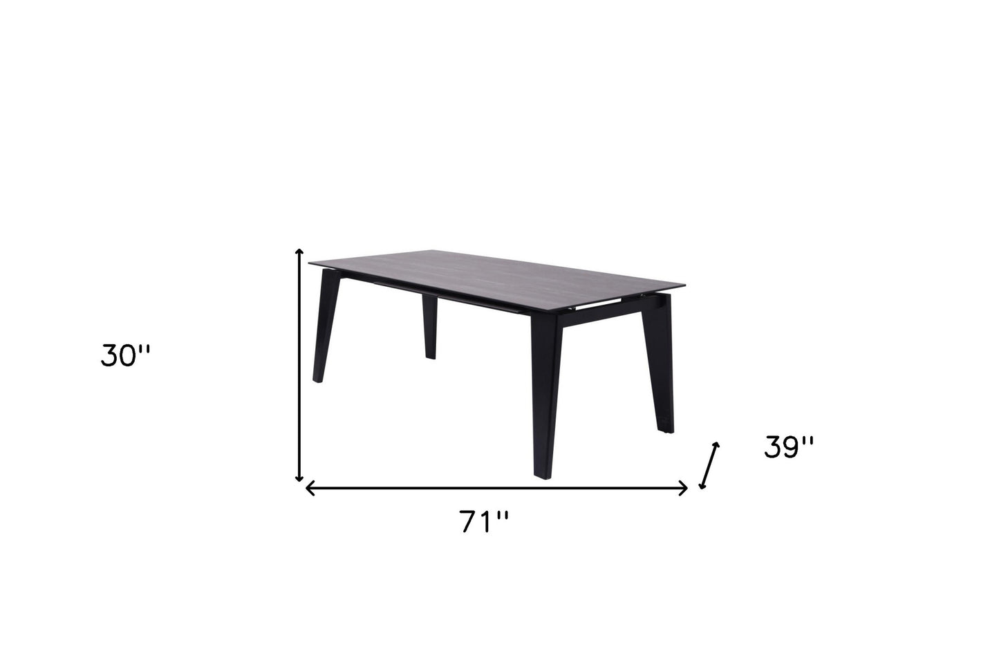 Gray And Black Ceramic And Solid Wood Drop Leaf Dining Table