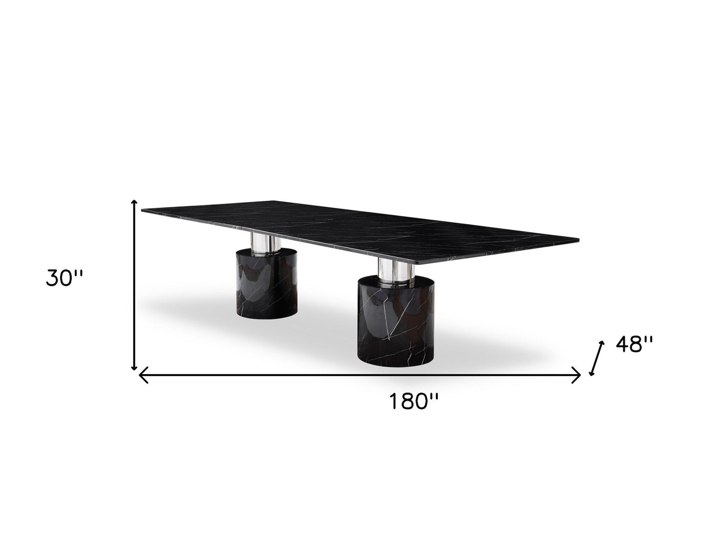 Black Marble Double Pedestal Base Dining Table