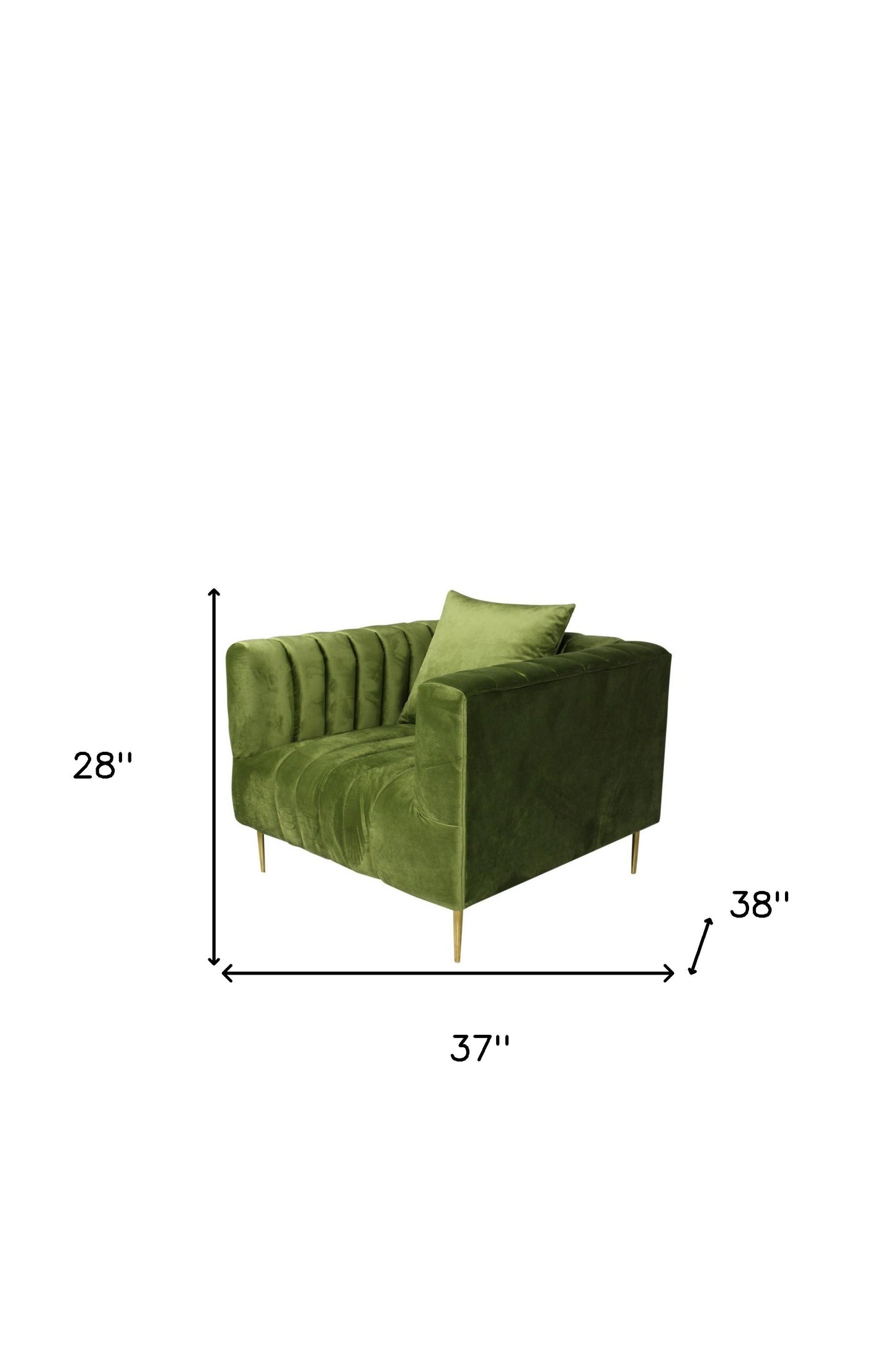 Olive Velvet & Gold Solid Color Lounge Chair