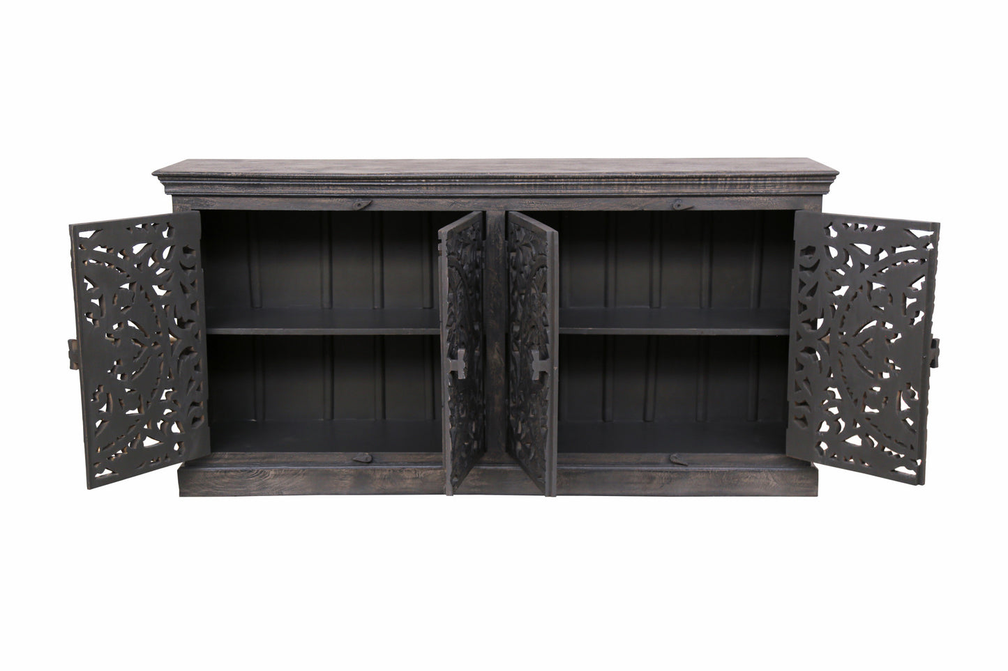 Distressed Gray Solid Wood Sideboard w/ 4 Doors