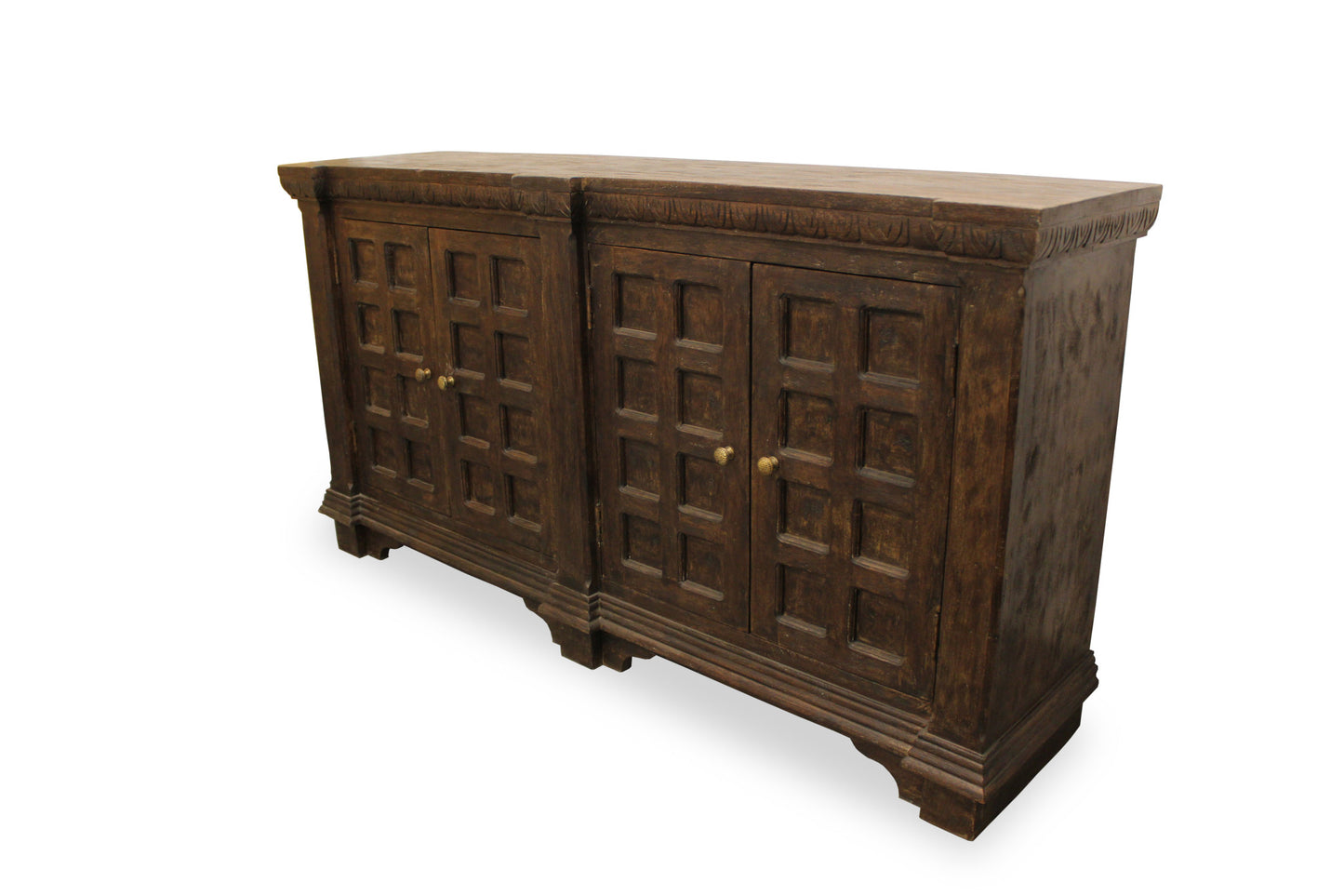 Brown Solid Wood Sideboard w/ 4 Doors