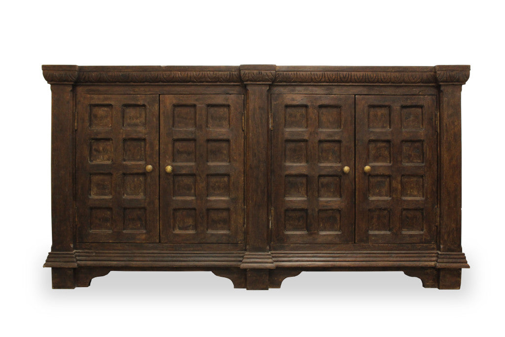 Brown Solid Wood Sideboard w/ 4 Doors