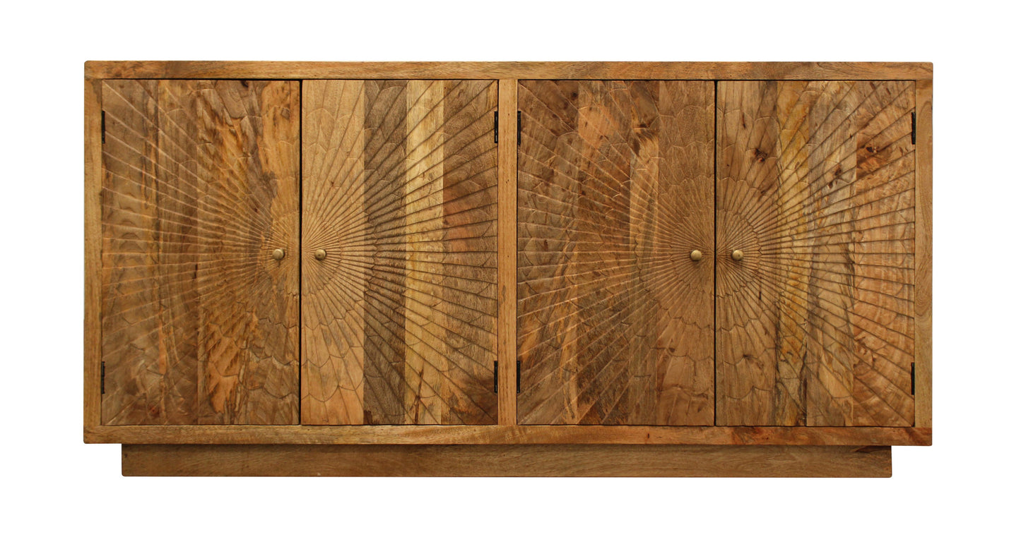 Brown Solid Wood Sideboard w/ 4 Doors