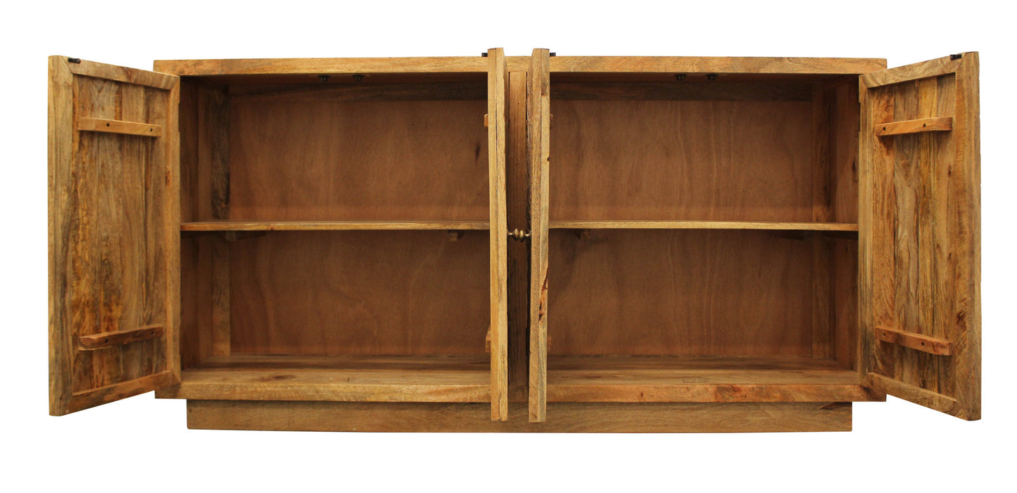 Brown Solid Wood Sideboard w/ 4 Doors