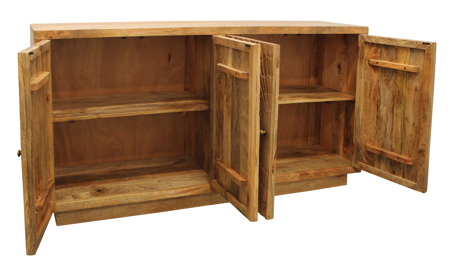 Brown Solid Wood Sideboard w/ 4 Doors