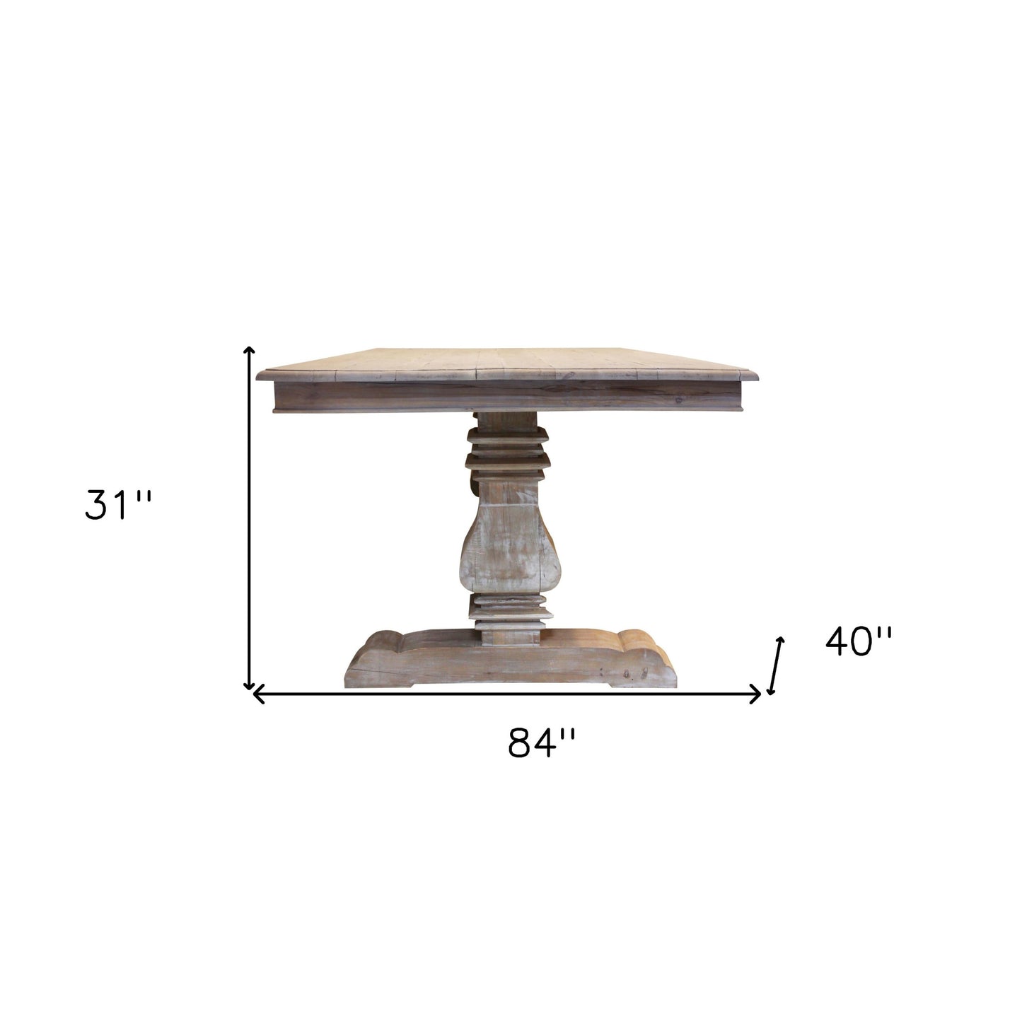 Gray Solid Wood Dining Table