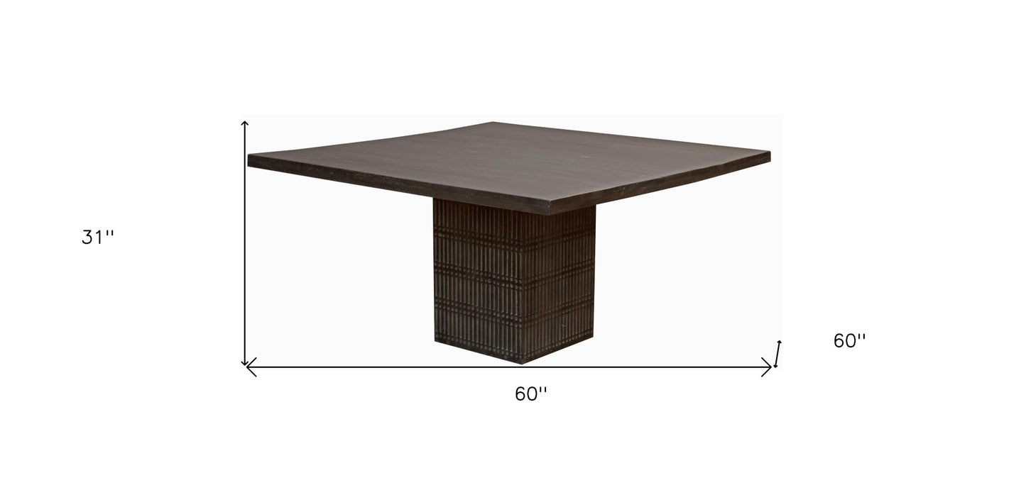 Antique Brown Square Solid Wood Dining Table