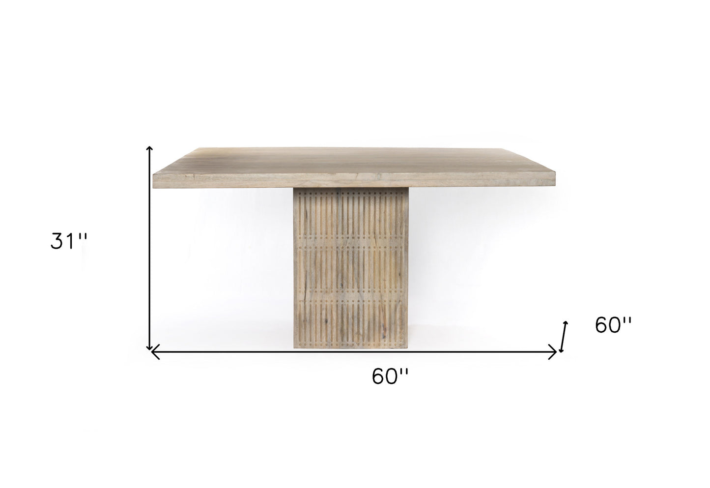 Ivory Square Solid Wood Pedestal Base Dining Table
