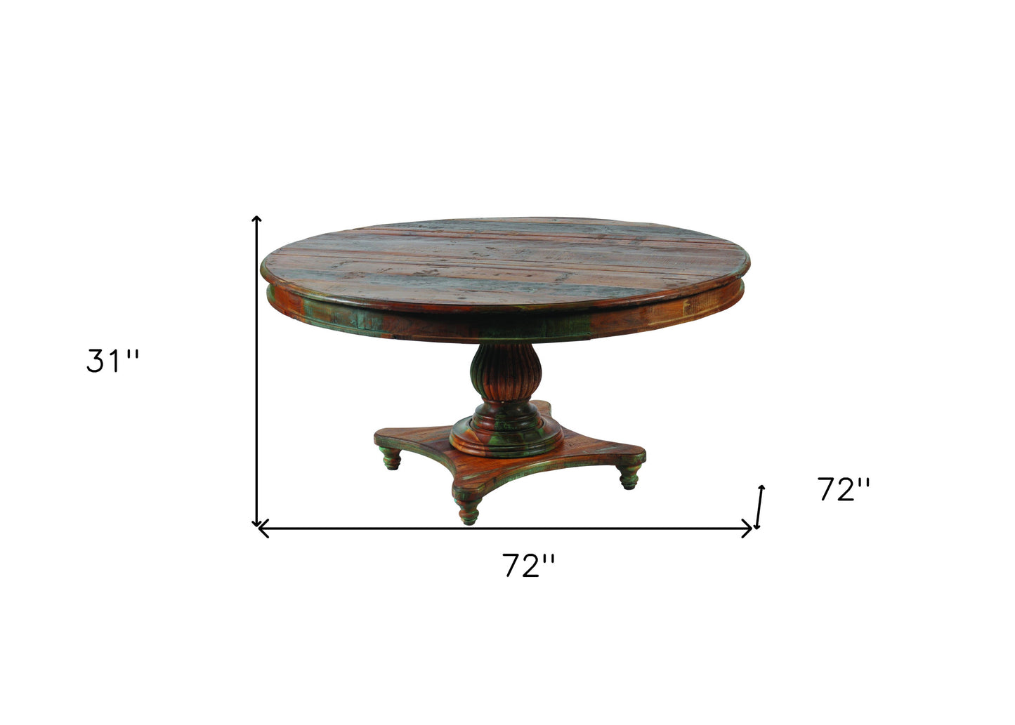 Brown Rounded Solid Wood Dining Table