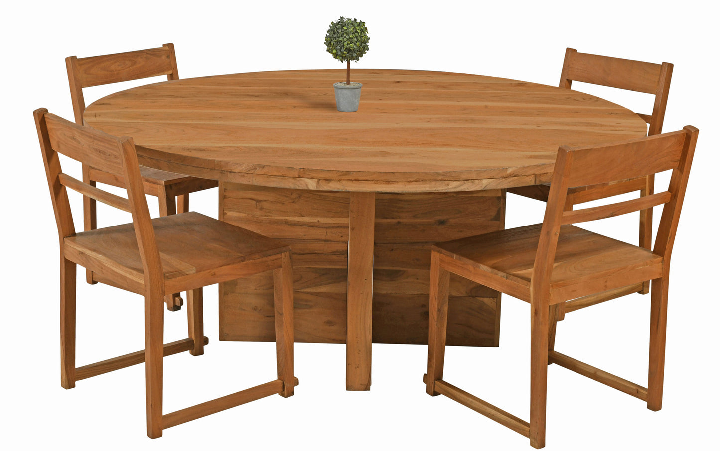 Natural Rounded Solid Wood Dining Table