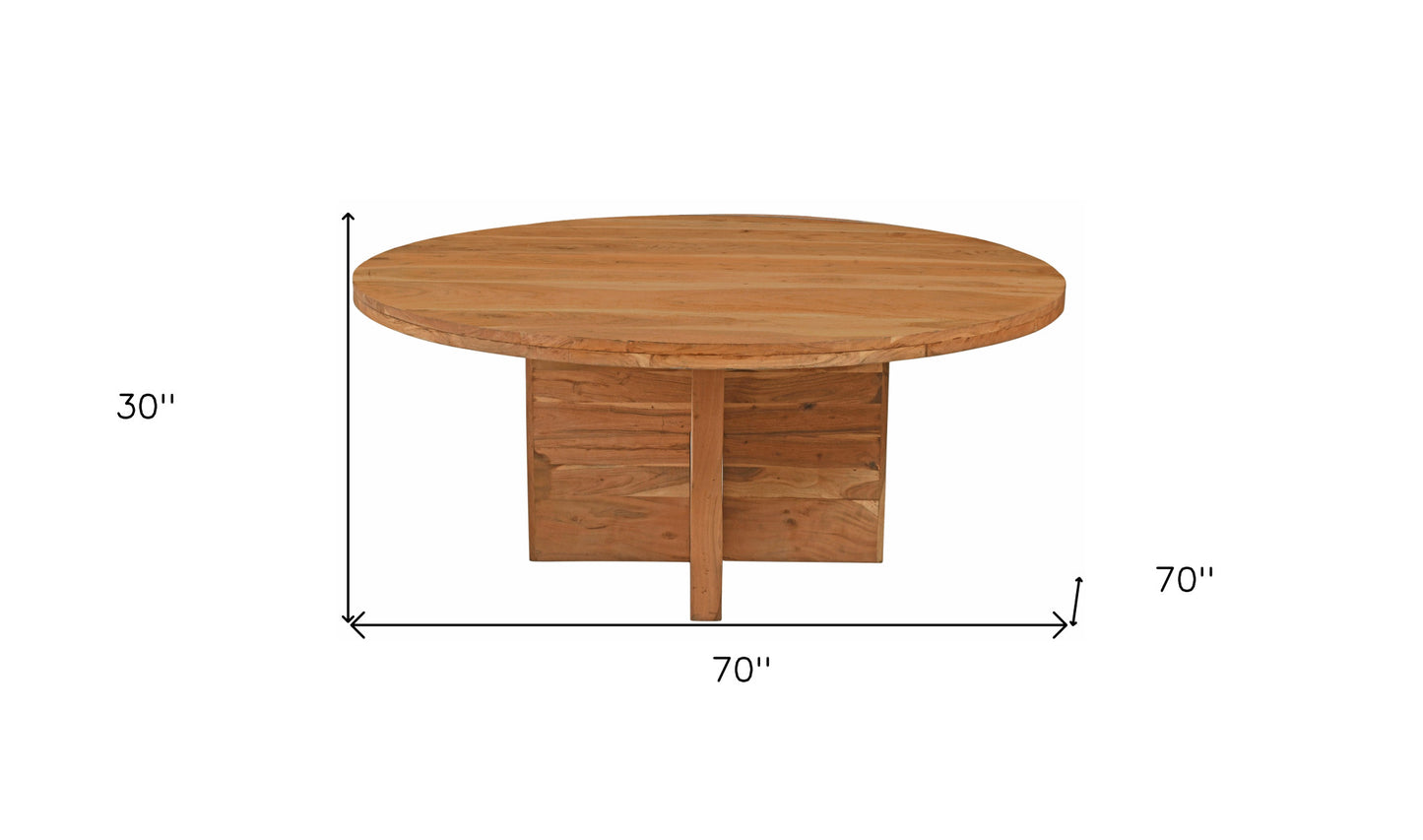 Natural Rounded Solid Wood Dining Table