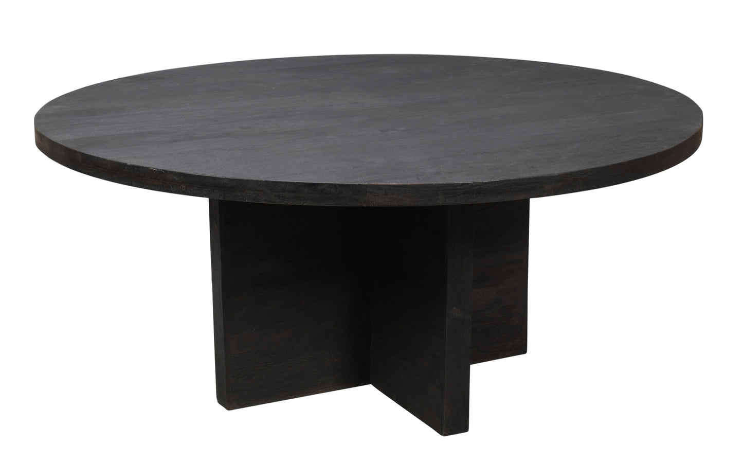 Dark Gray Rounded Solid Wood Dining Table