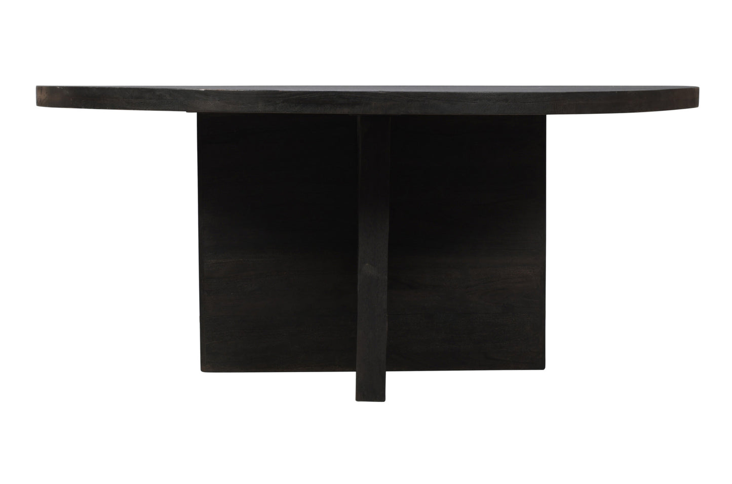 Dark Gray Rounded Solid Wood Dining Table