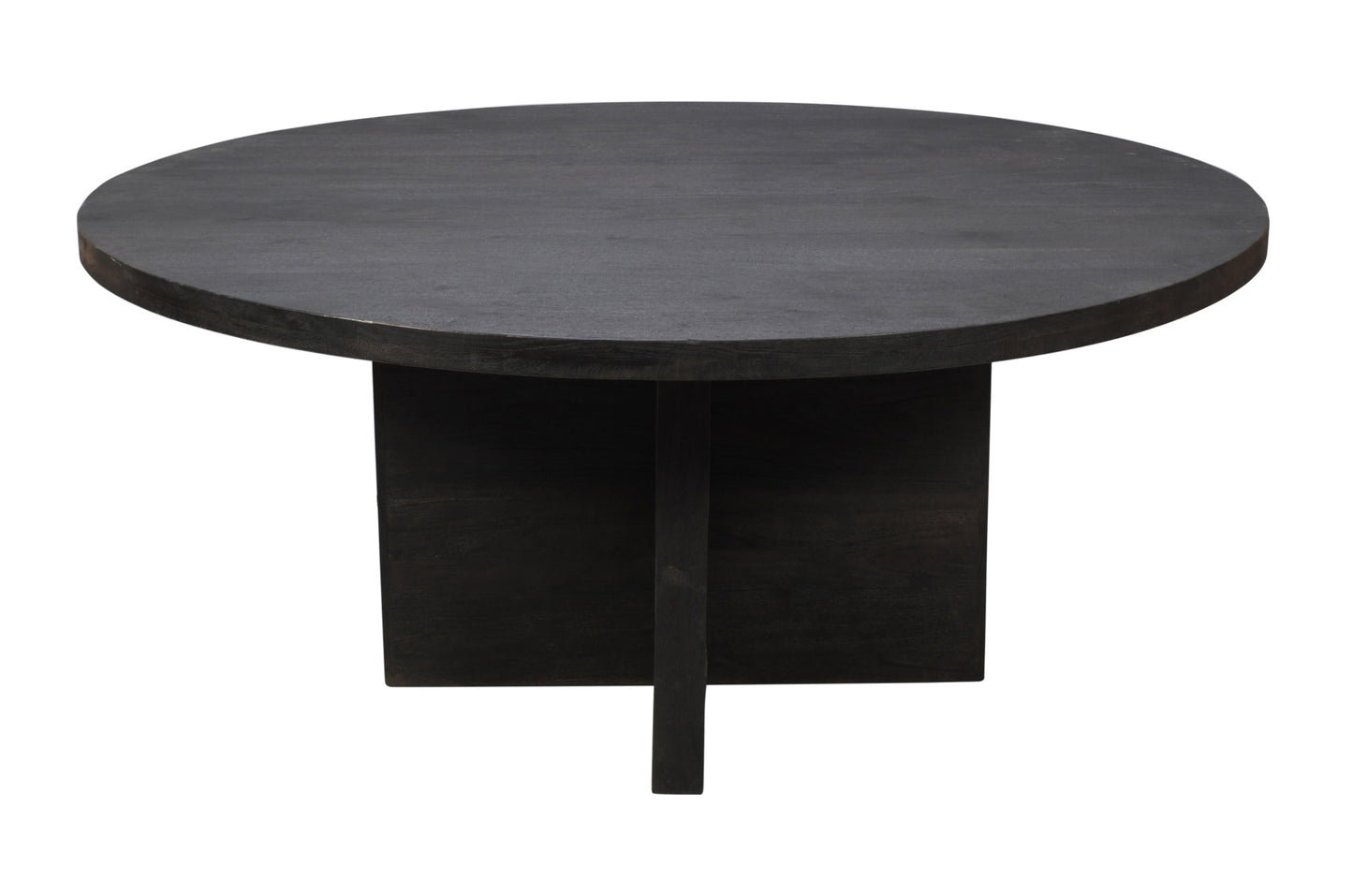 Dark Gray Rounded Solid Wood Dining Table