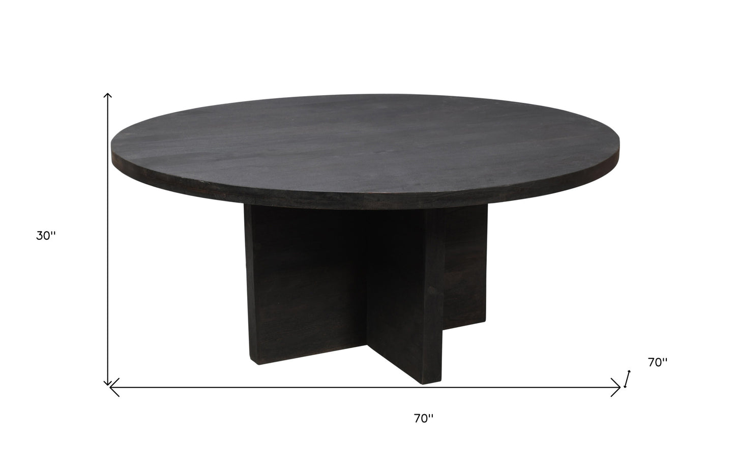 Dark Gray Rounded Solid Wood Dining Table