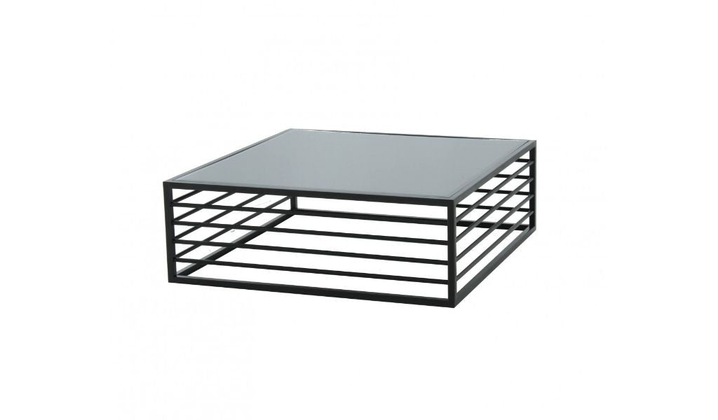 Black & Smoked Glass Square Coffee Table