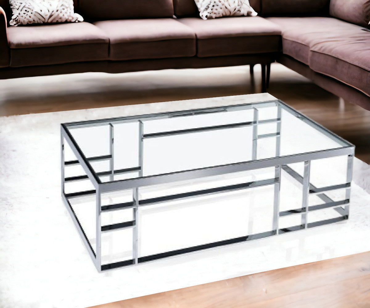 Silver & Clear Glass Coffee Table