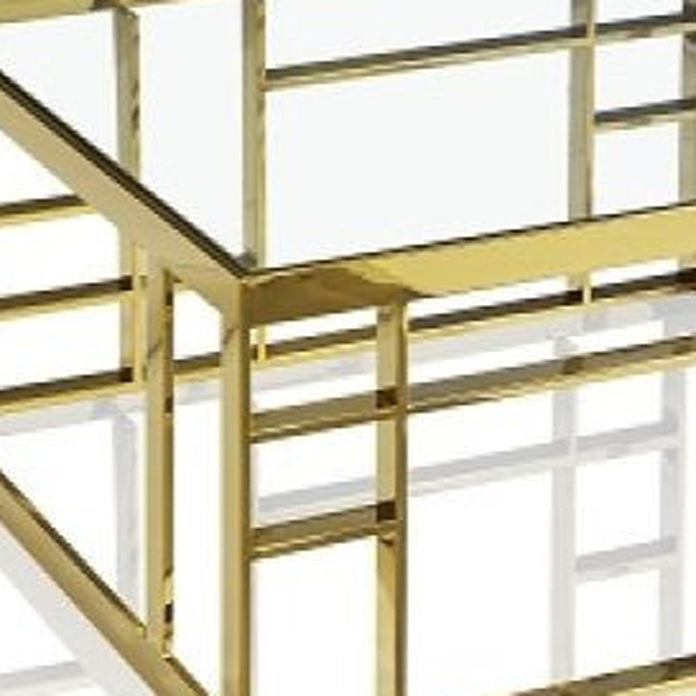 Gold & Clear Glass Square Coffee Table