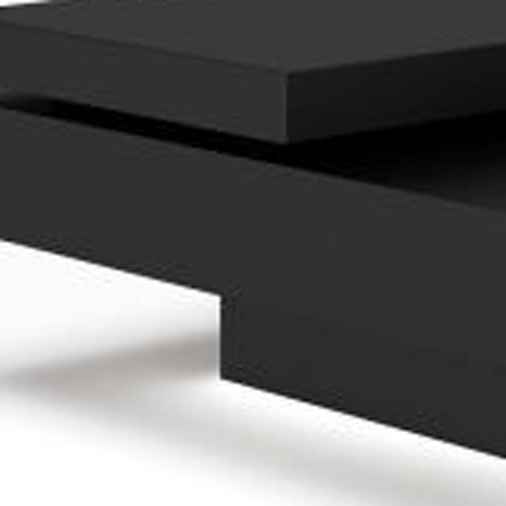 Black & Walnut Square Coffee Table w/ Drawer