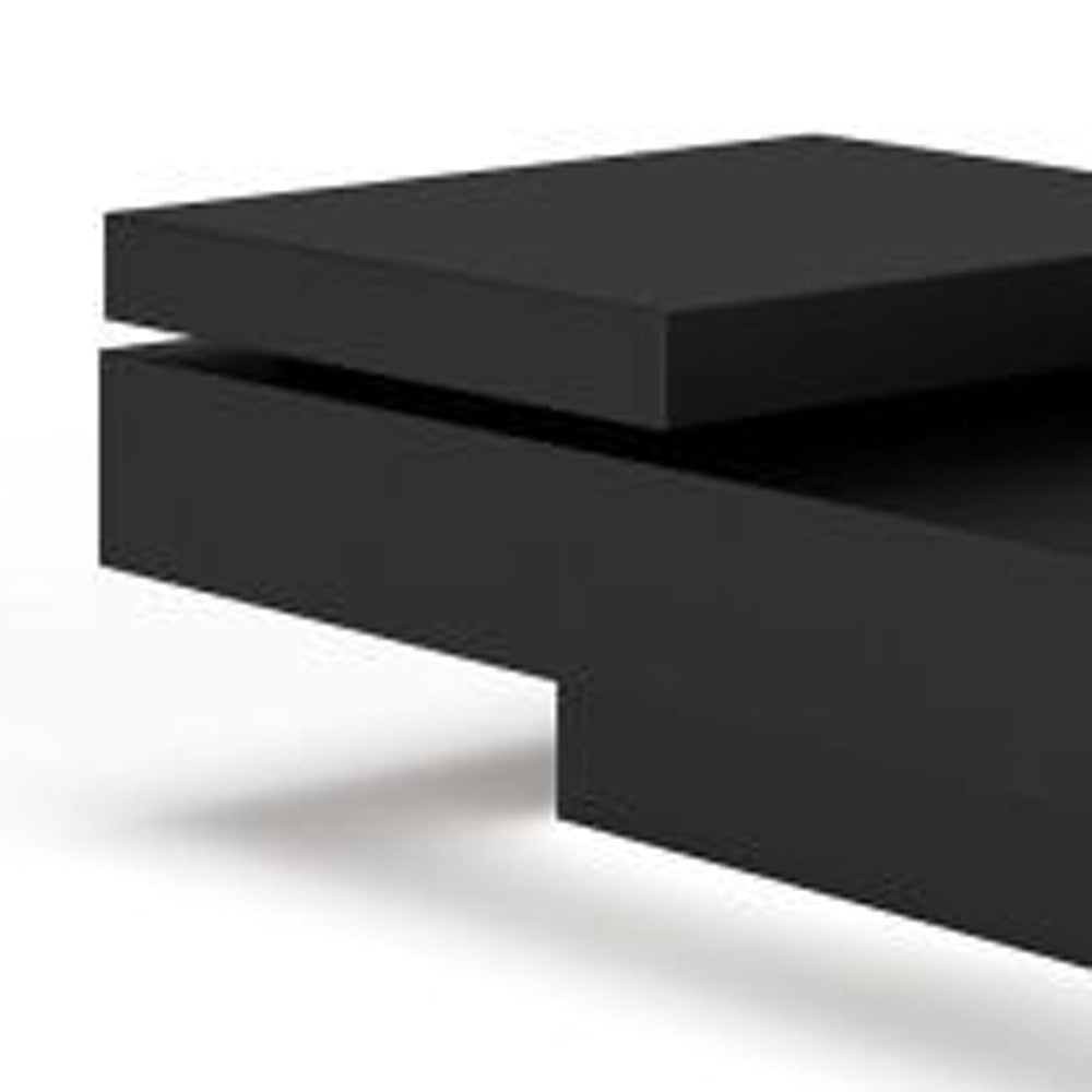 Black & Walnut Square Coffee Table w/ Drawer