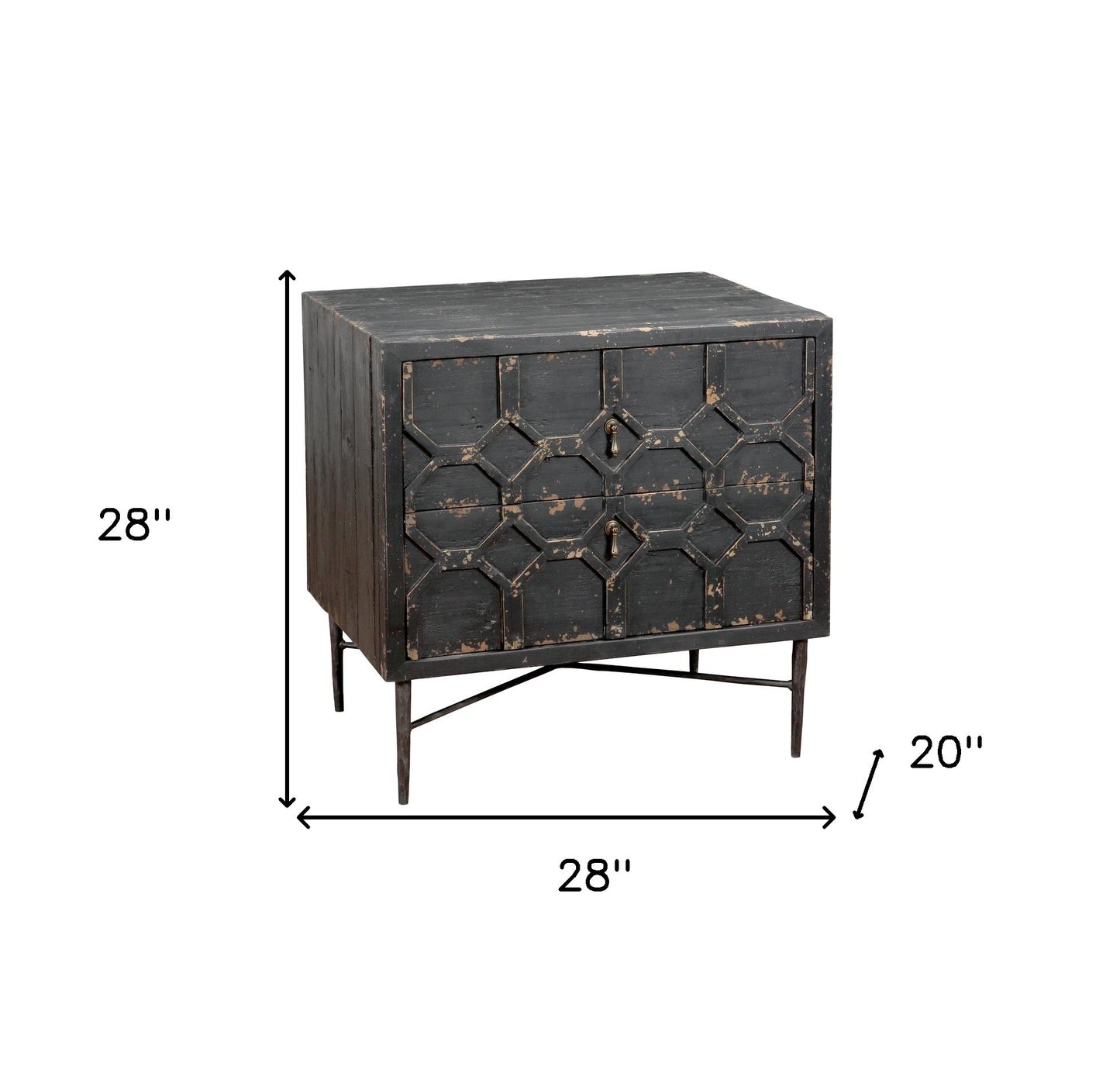 Black 2 Drawer Nightstand