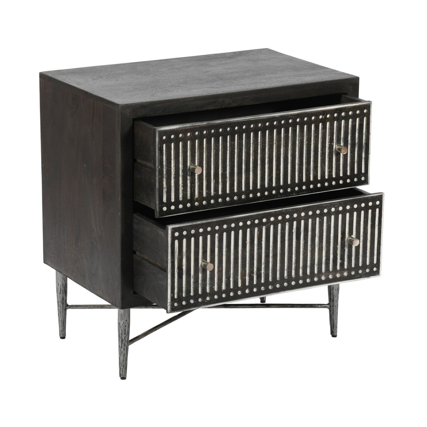 Antique Brown 2 Drawer Nightstand
