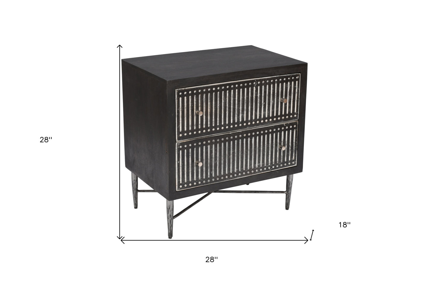 Antique Brown 2 Drawer Nightstand