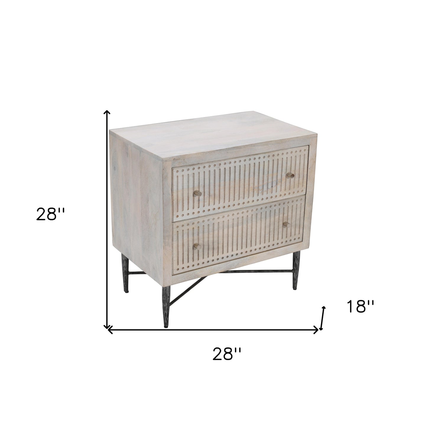 Brushed Ivory 2 Drawer Nightstand