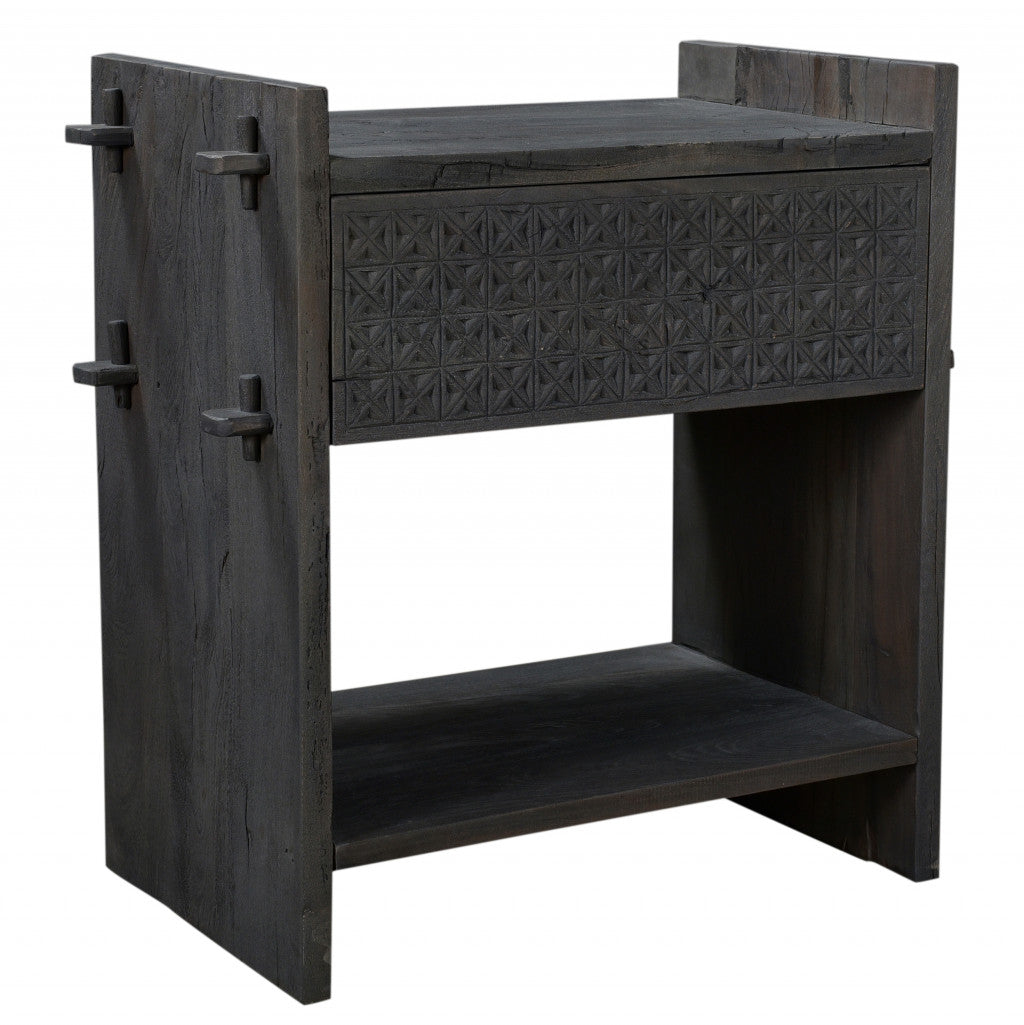 Dark Gray One Drawer Nightstand