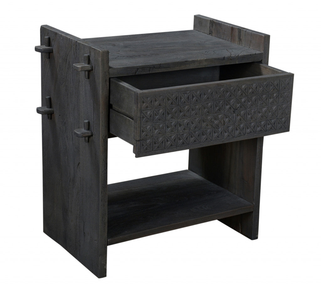 Dark Gray One Drawer Nightstand