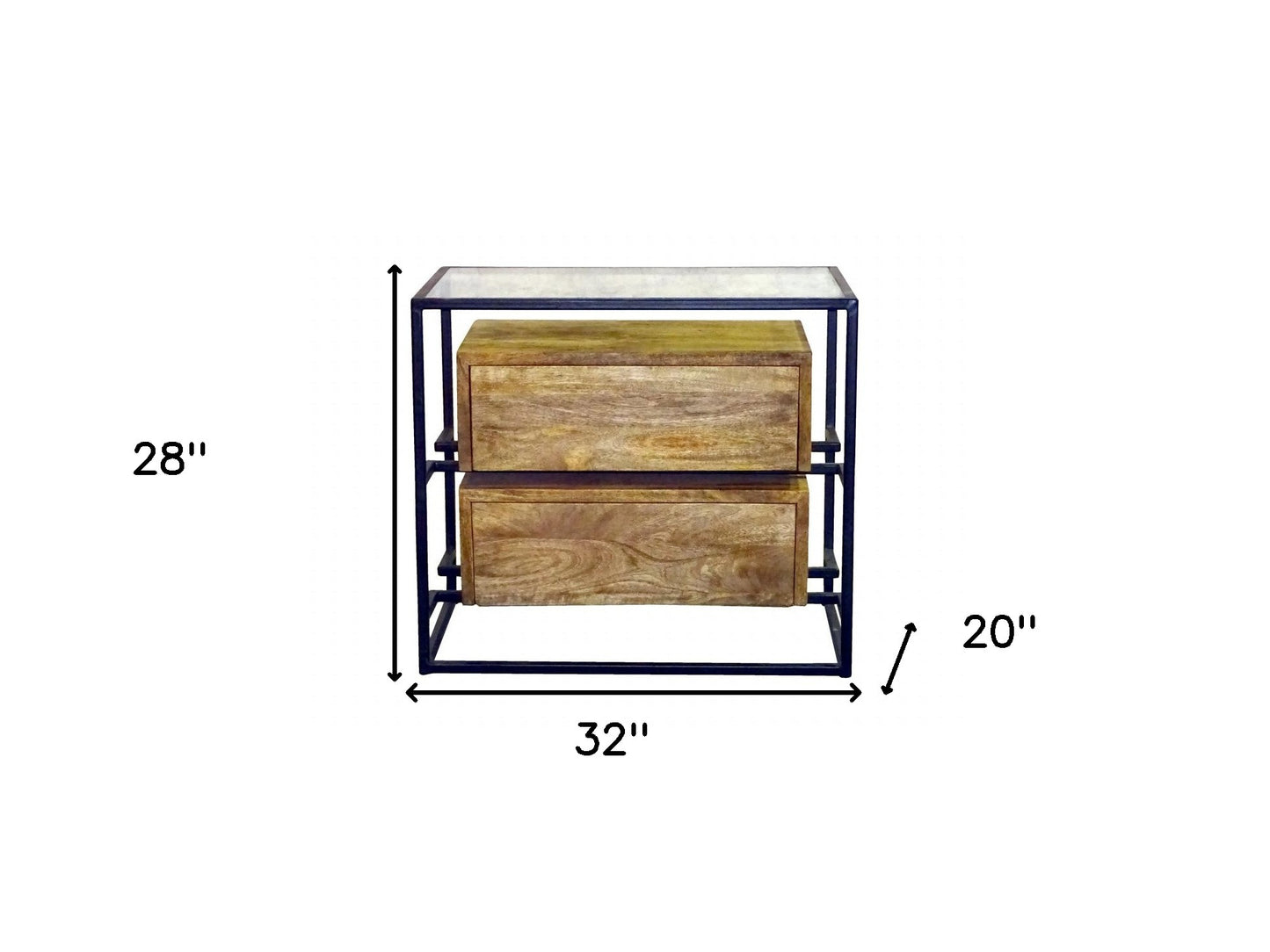 Natural 2 Drawer Nightstand