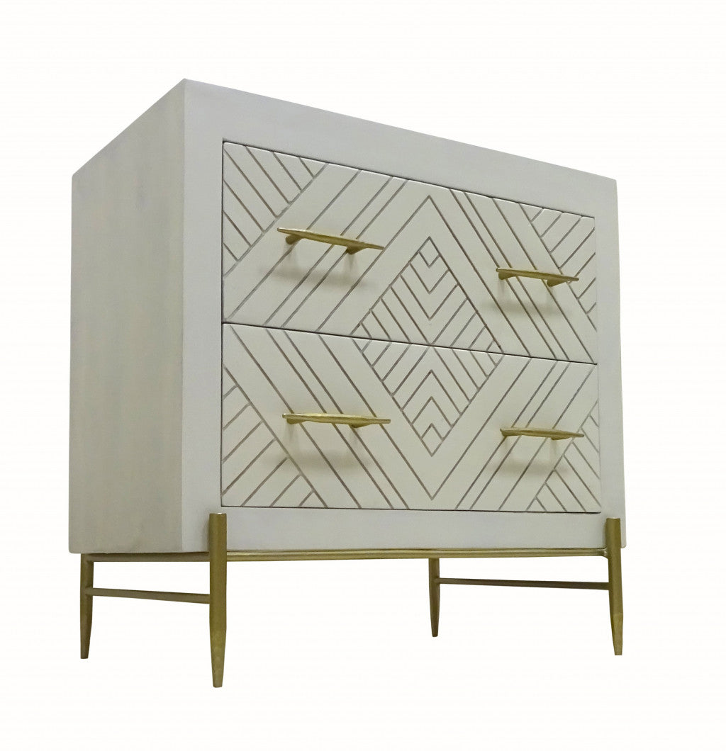 White 2 Drawer Nightstand