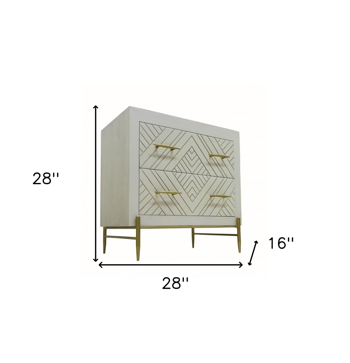 White 2 Drawer Nightstand