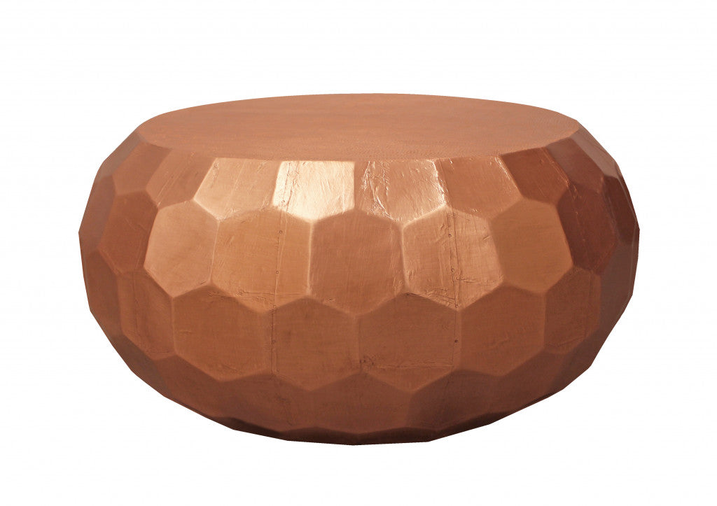 Rustic Copper Brass Hexagon Coffee Table