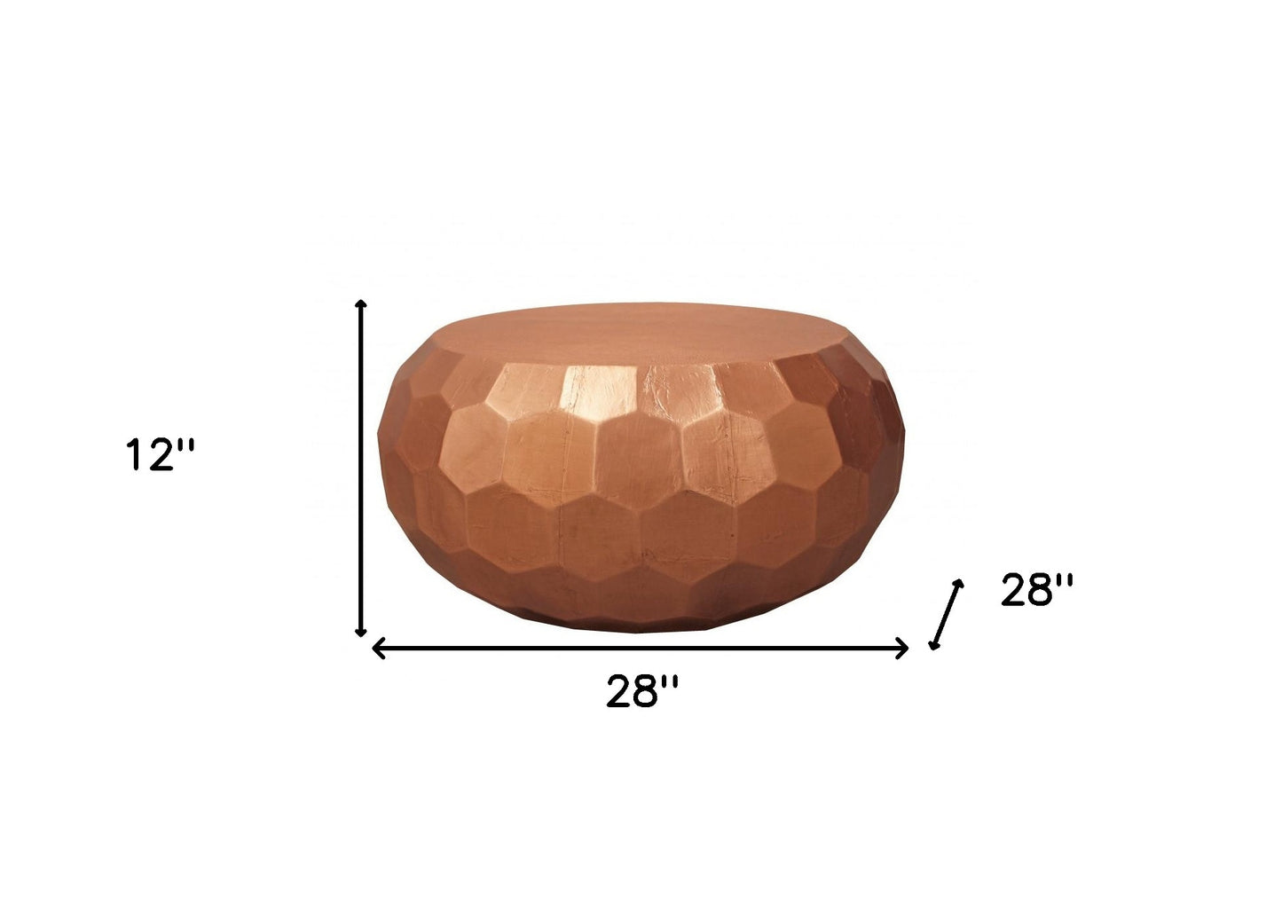 Rustic Copper Brass Hexagon Coffee Table