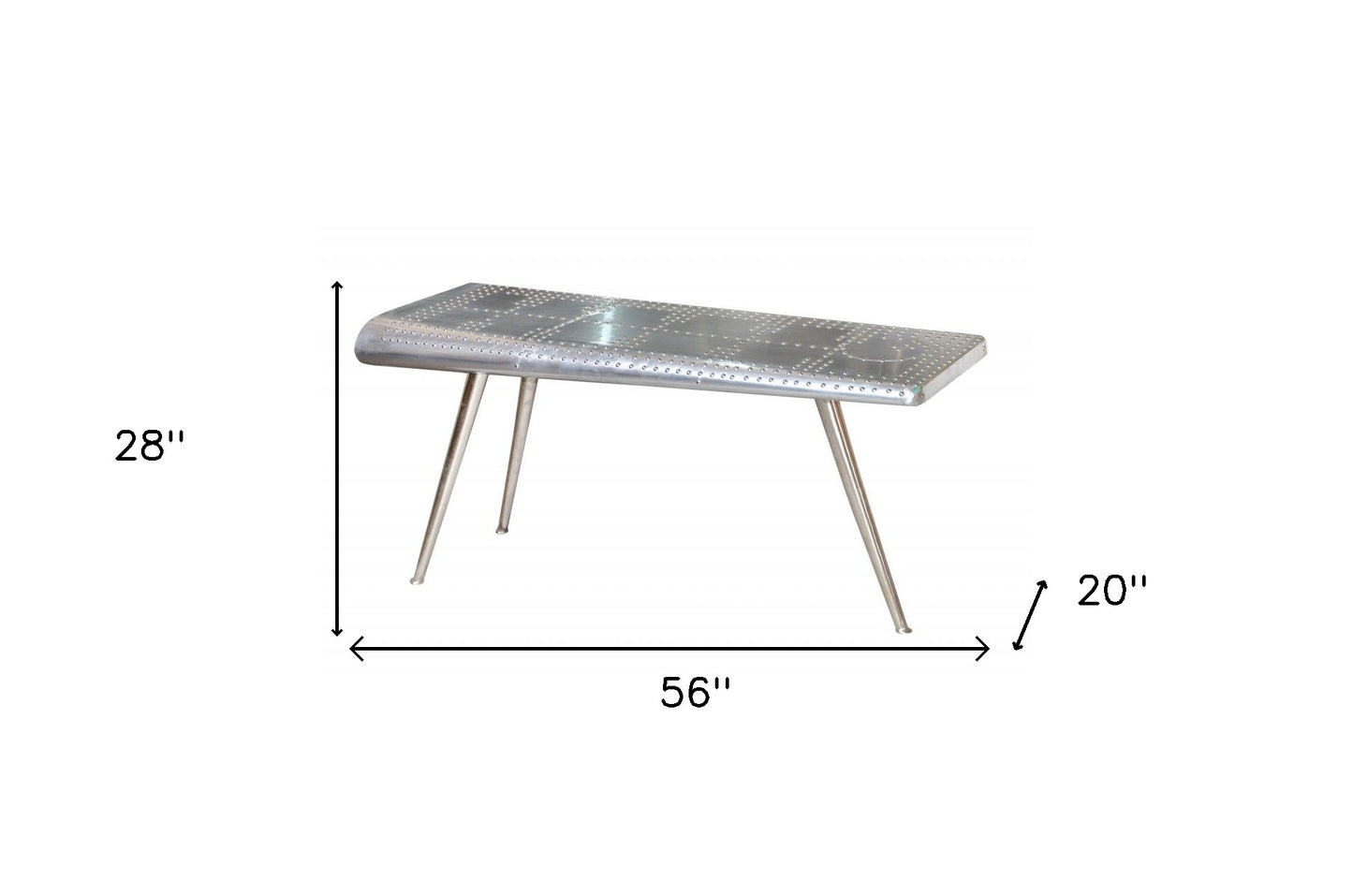 Silver Aluminum Three Leg Console Table