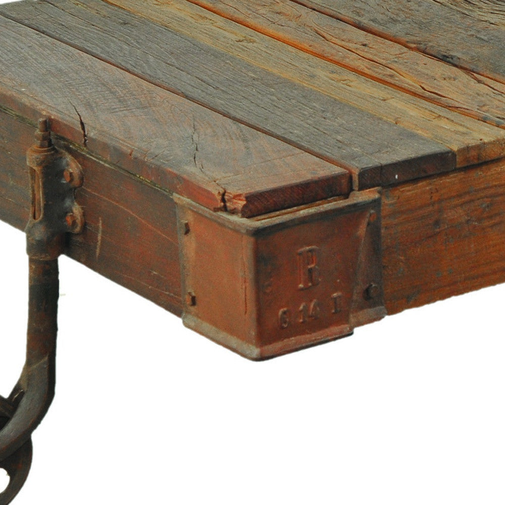 Black & Brown Solid Wood Distressed Coffee Table