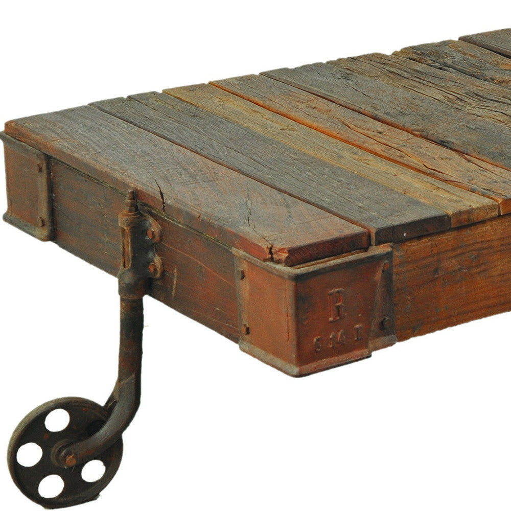 Black & Brown Solid Wood Distressed Coffee Table