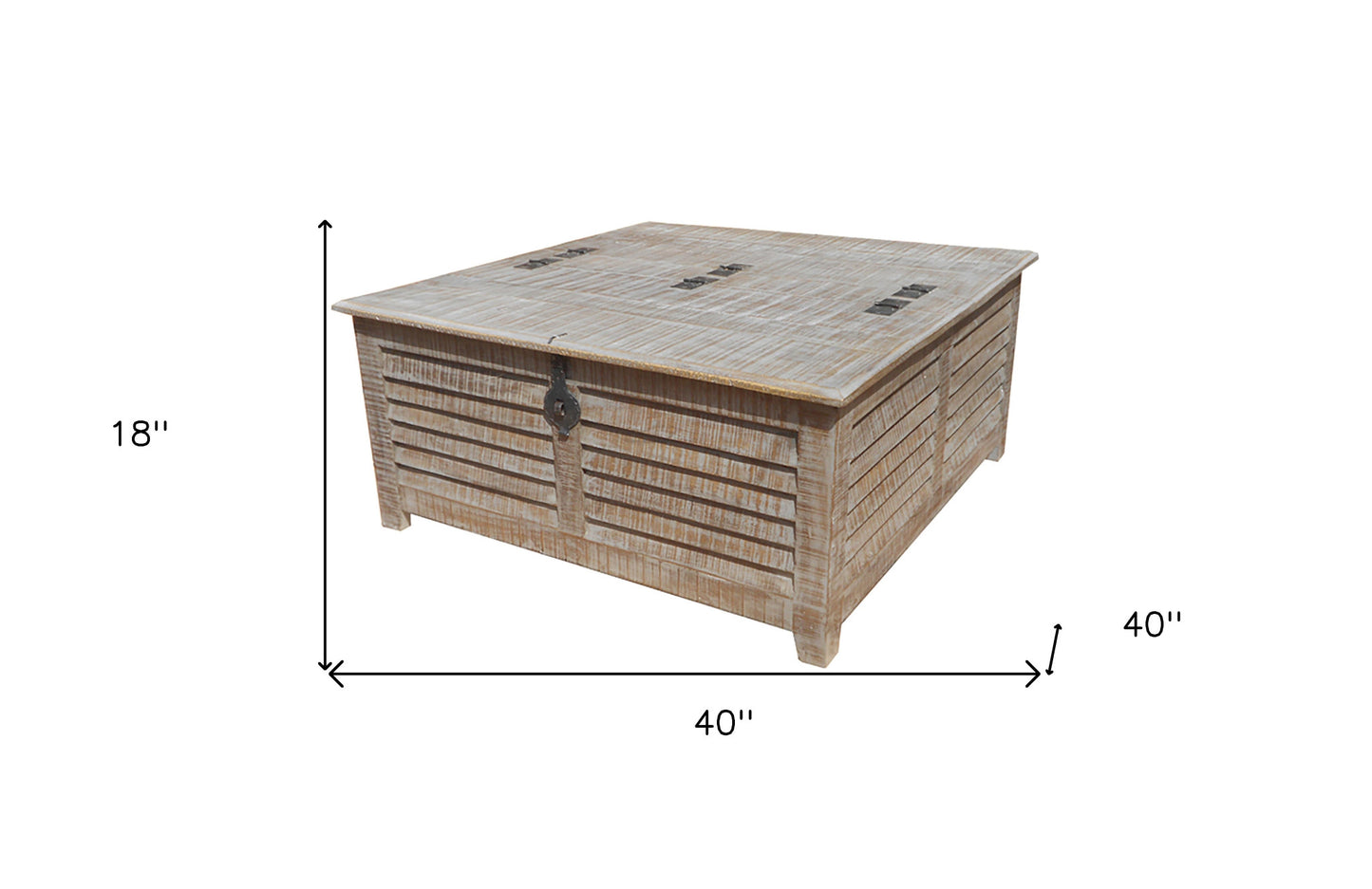 Gray Wash Solid Wood Square Distressed Lift Top Coffee Table