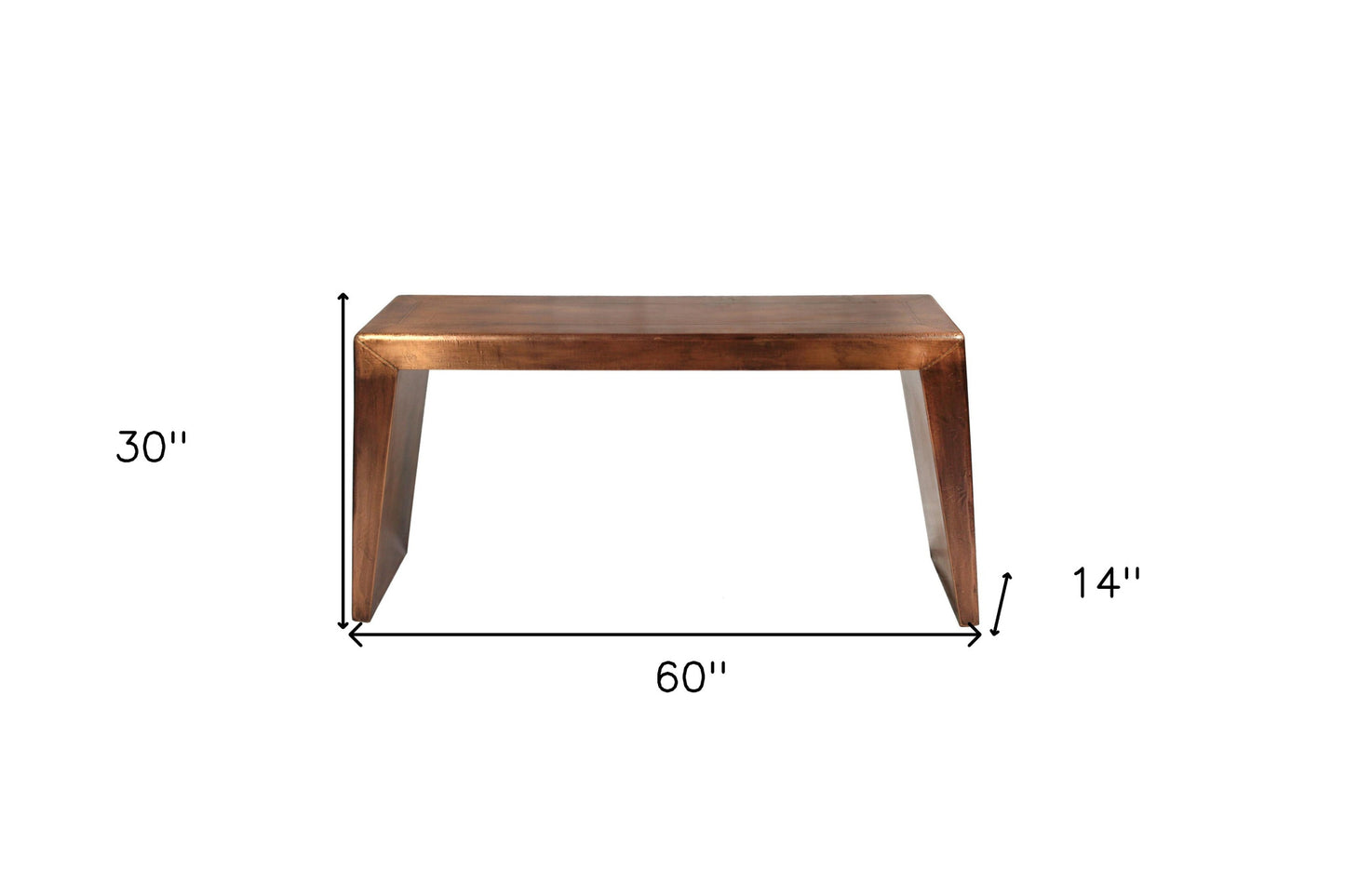 Copper Aluminum Sled Console Table