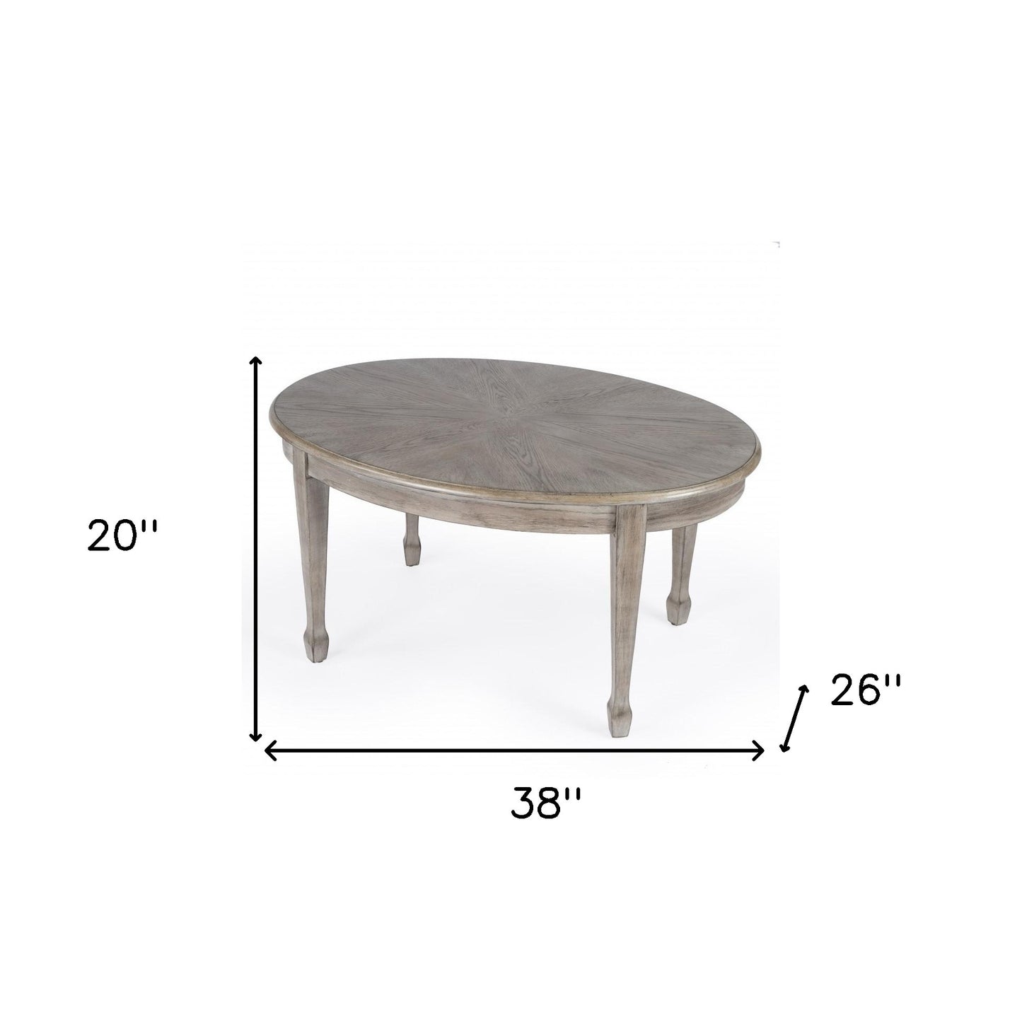 Gray Oval Wood Scoring & Rub Through Coffee Table