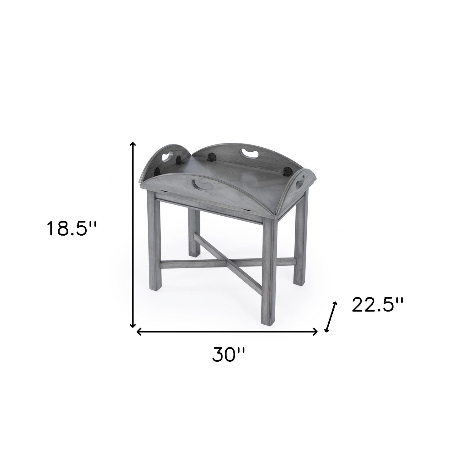 Powder Gray Oval Distressed Adjustable Shape Coffee Table