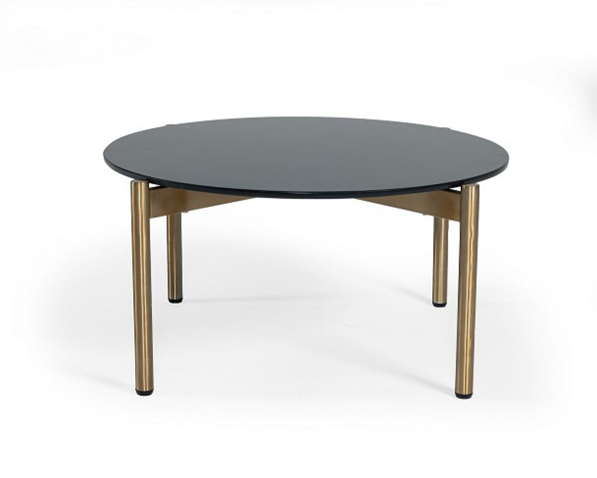 Gold & Black Marble Stone Round Coffee Table