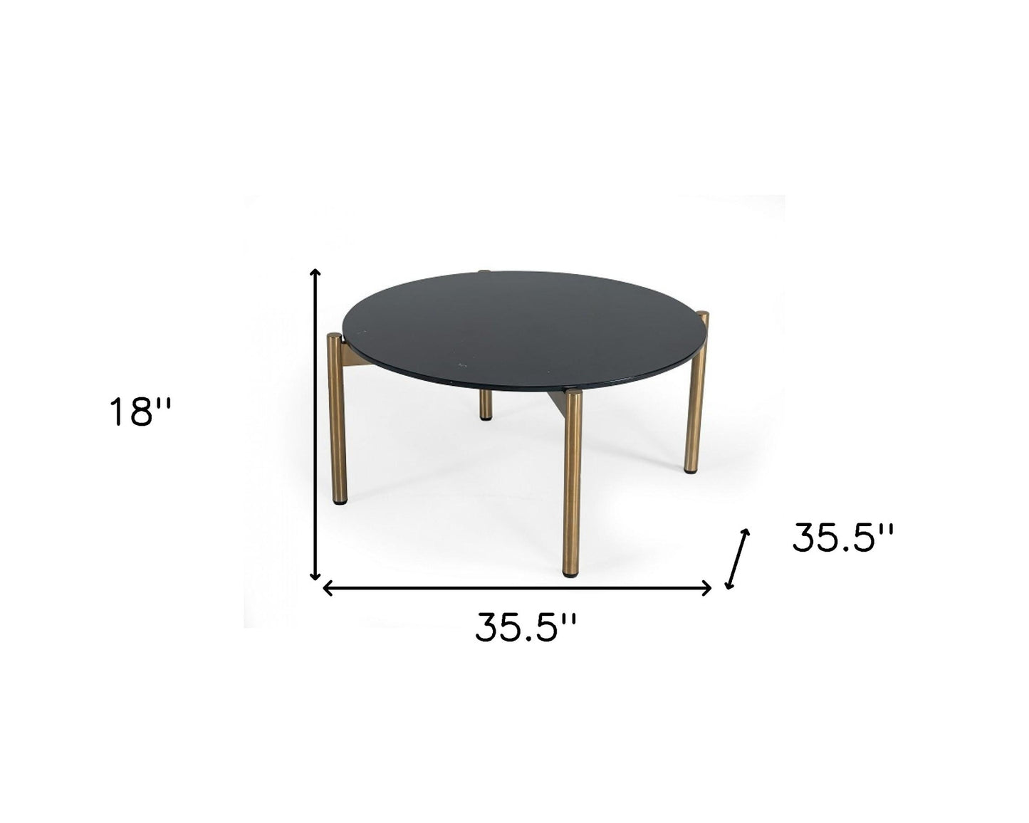 Gold & Black Marble Stone Round Coffee Table