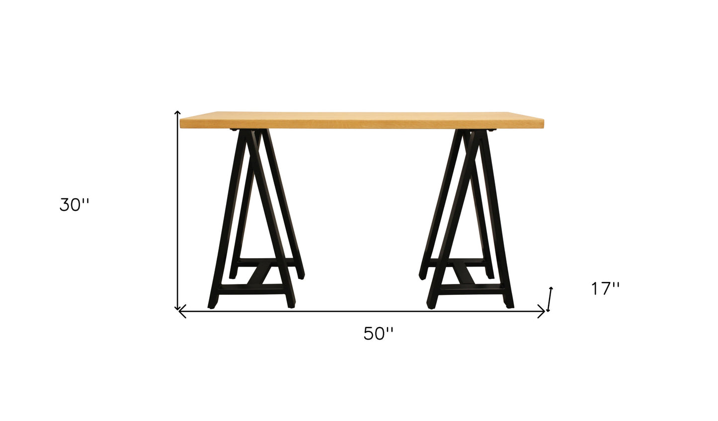 Natural Black Solid Wood A Frame Console Table